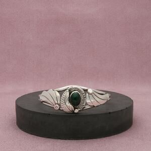 navajo sterling silver rick werito vintage malachite cuff bracelet size 5.75in
